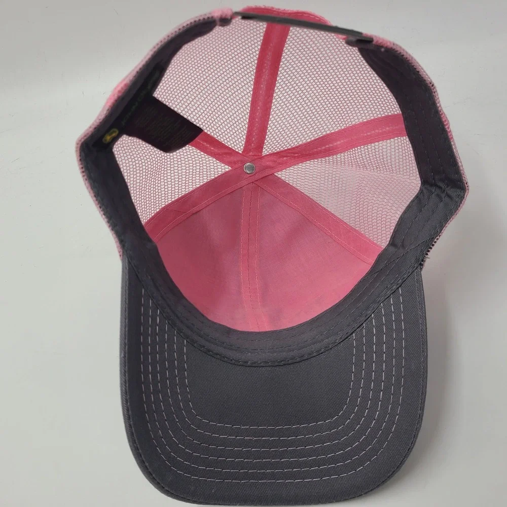 Women John Deere Hat Snapback Trucker Mesh Gray Pink Sydenstricker Missouri Farm